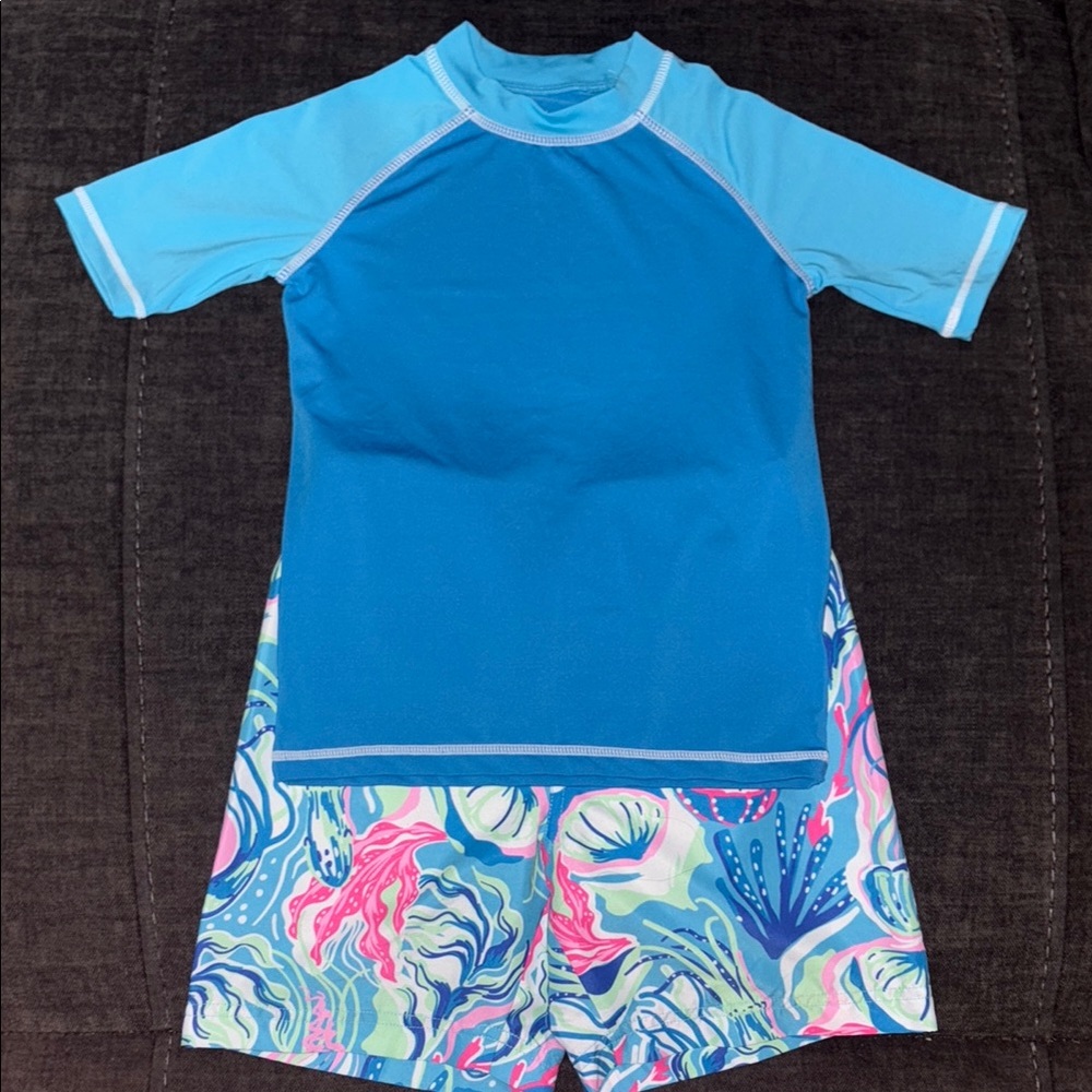 Kids Tommy Bahama Swim Set - Blue and Multicolor - Size 5-6 years old